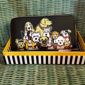 Marc Tetro “My Dogs” Zip Around Wallet Black Multi 8” x 4”